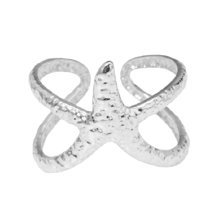 

Elegant Coastal Themed Adjustable Starfish Shaped Ring Finger Accessories Stainless Steel Fashion Jewelry