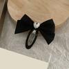 Women Hairpin Smooth Edges Smooth Satin Ribbon Bow Sparkling Rhinestone Rounded BB Clip Hair Accessory