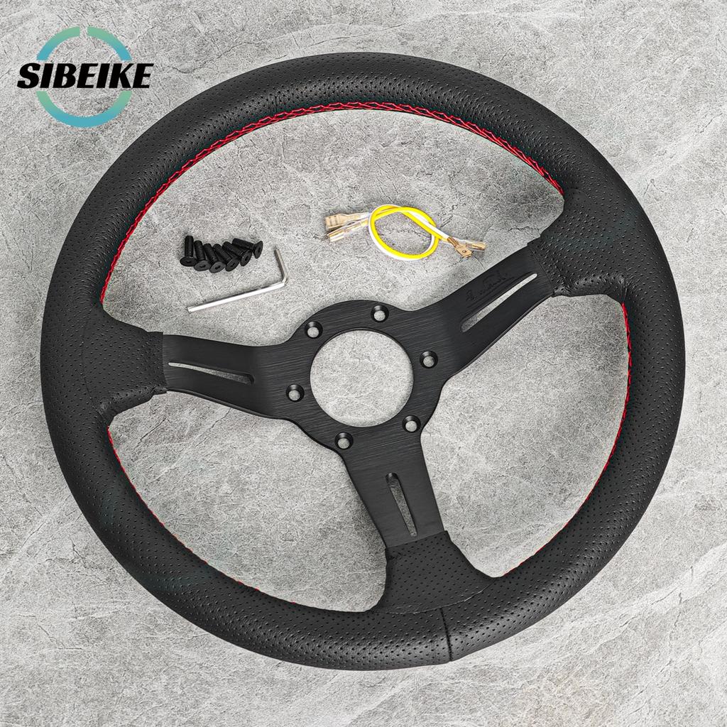 13inch JDM Universal Leather Steering Wheel Modified Car Sports Racing Steering Wheel