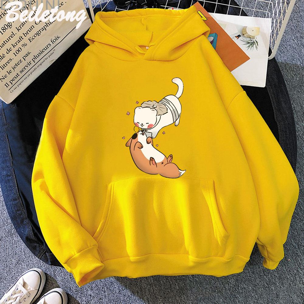 TGCF Fox and Ferret Hoodies Tian Guan Ci Fu Kawaii Print Hoodie Harajuku Aesthetic Man Women Winter Sweatshirts