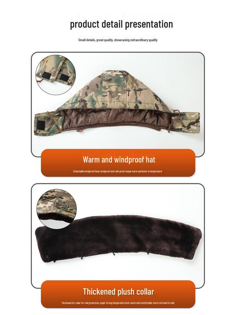 Men's Winter Camouflage Detachable Hooded Cotton Overcoat - Thickened Cold Protection Jacket