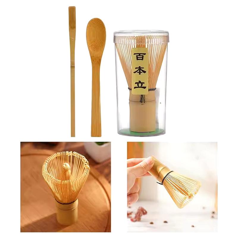 3 Stück/Set Bambus Matcha Besen Grüntee Pulver Pinsel Mühle Matcha Tee Chasen Mixer Rührlöffel Wiederverwendbarer Tee Besen Teegeschirr Tee Werkzeuge