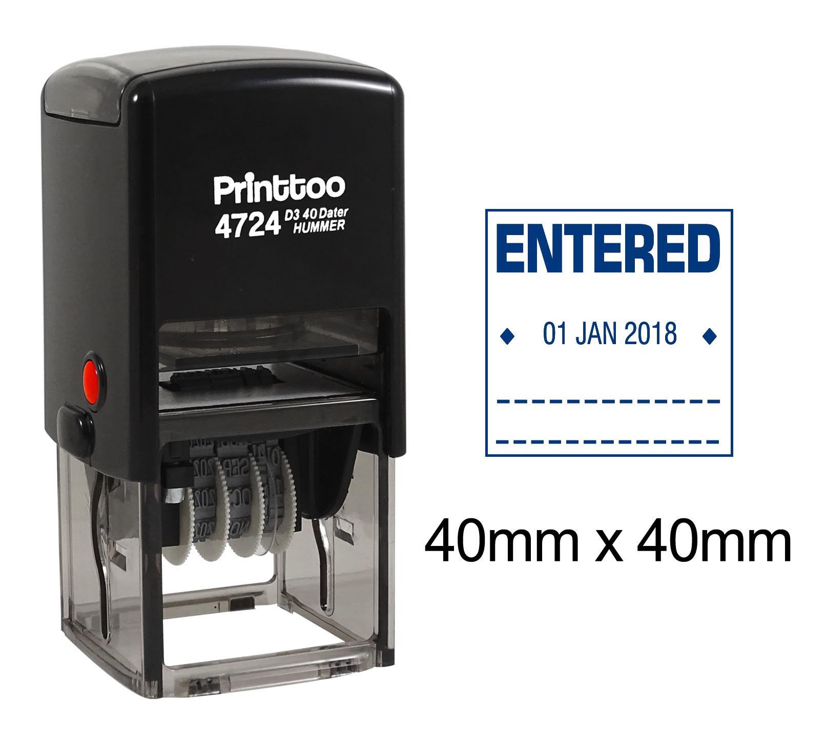 

Printtoo Self Inking Office Stationery Dater Stamp With Helvetica Font Entered Text Date Rubber 40 mm x 40 mm.(Approx) синій