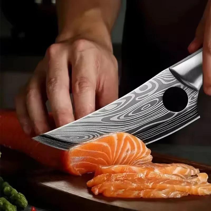 WXCOO Hand-Forged Knife with Sheath Utility Knife Kitchen Meat Cutting Fruit Slicing Pig Fish Cleaver Kitchen Accessories