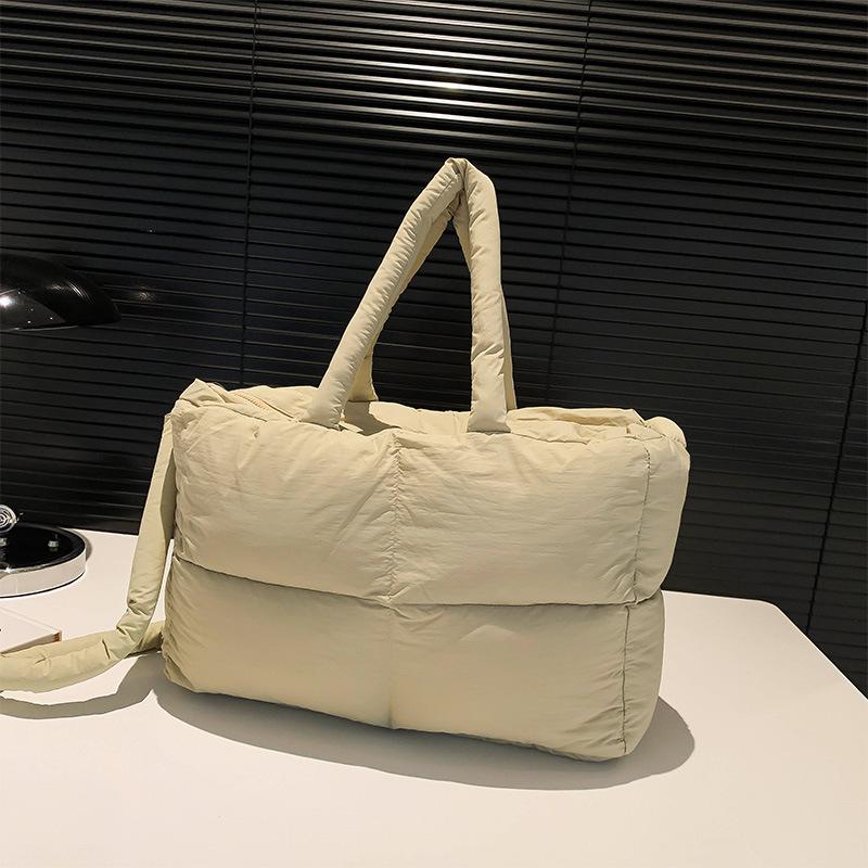 Niche Design Cotton Clothing One-shoulder Tote Bag  New Summer Embroidered Thread Square Cotton Carrying Underarm Pillow Bag