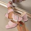 Fashion Solid Color Buckle Strap High-heeled Sandals for Women Summer 2025 Thick Heel Open Toes Breathable Comfortable Fashion Slippers