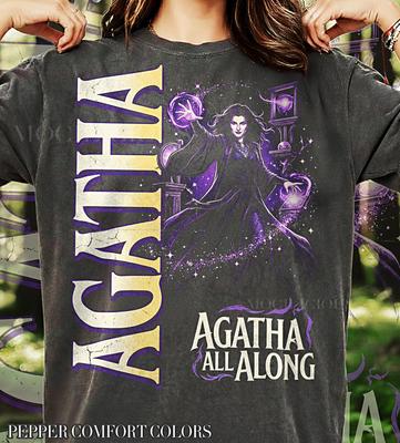 Agatha All Along 90er Grafikstil T-Shirt, Vintage M4rvel Hexe Magie Shirt, Retro Lila Zauberin Streetwear, Gruselige Saison Geschenk