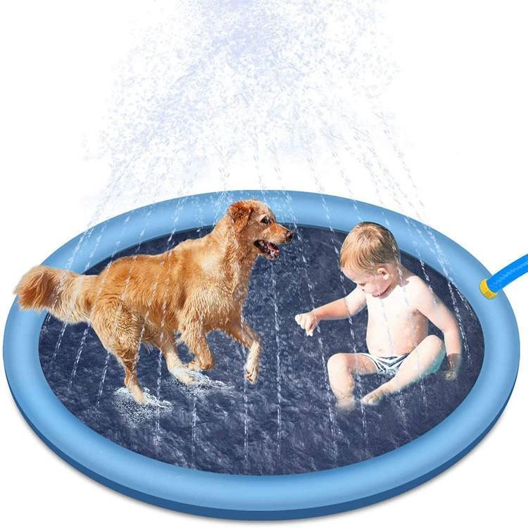 Sprinkler Pad: Verdickte PVC-Delfin- und Buchstaben-Design-Kinder-Außen-Wasserspielmatte, Haustierfreundlich