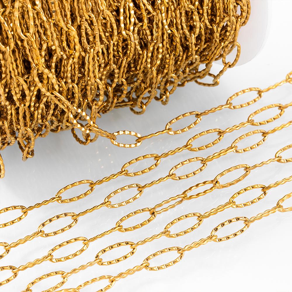 1M Stainless Steel Frosted Rounded Square Punk Chains Hip-hop Necklaces Oval Cross Chains Accessory for DIY Jewelry Making Gifts