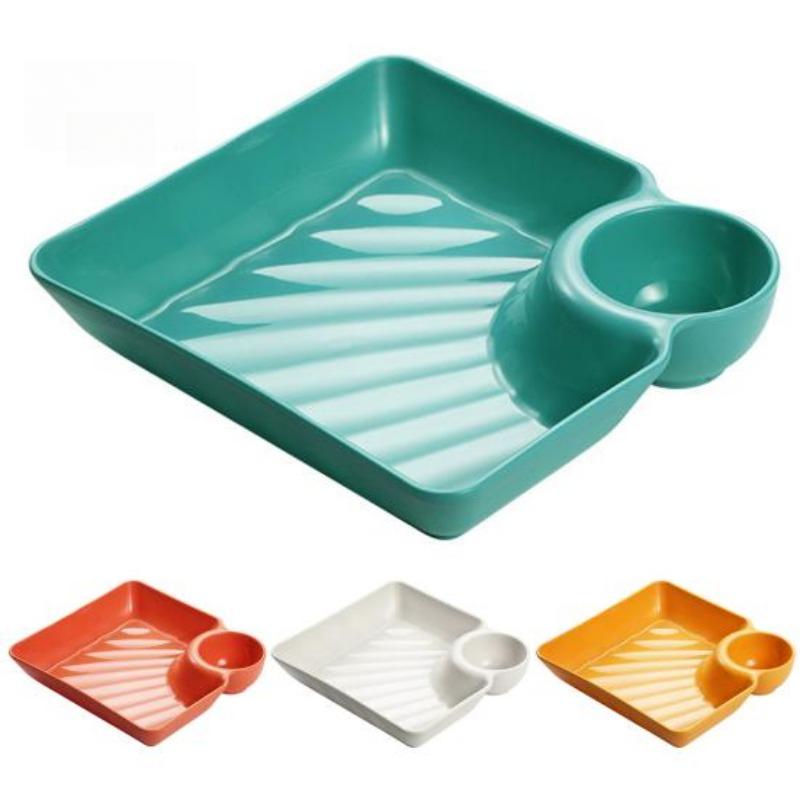 Piatto per ravioli antiscivolo, impilabile, in plastica, per immersione, piatto per sushi