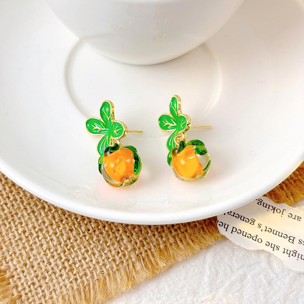 High-Grade Green Floral Pearl Earrings - Silver Needle Lily of the Valley and Tulip Design