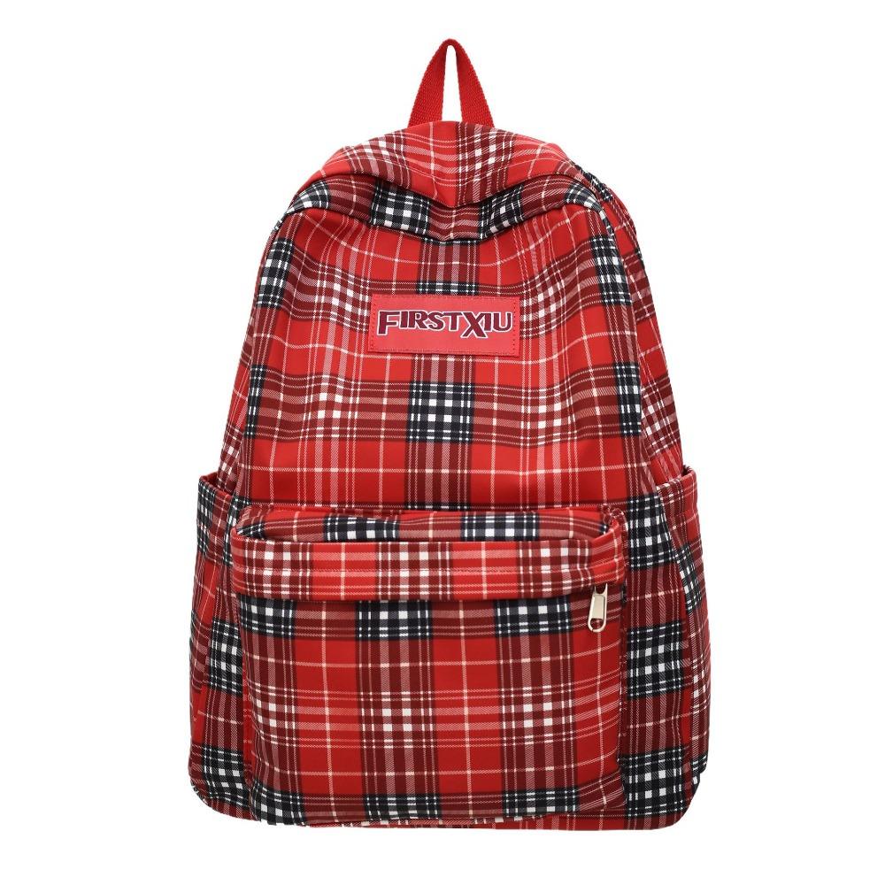 New plaid junior high school student schoolbag women's fashion large capacity high school student backpack