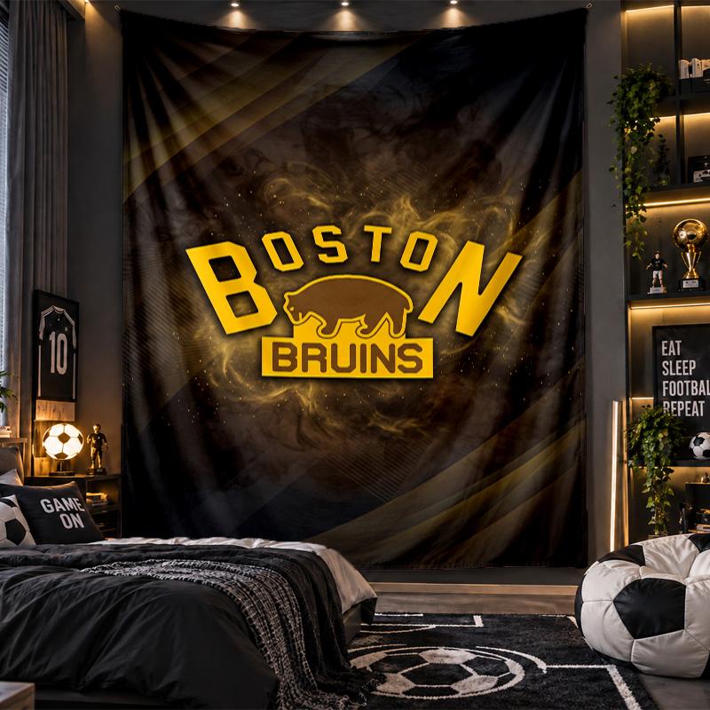 Wall Hanging Tapestry Boston Bruins Print Cloth for Living Room Bedroom Home Decor