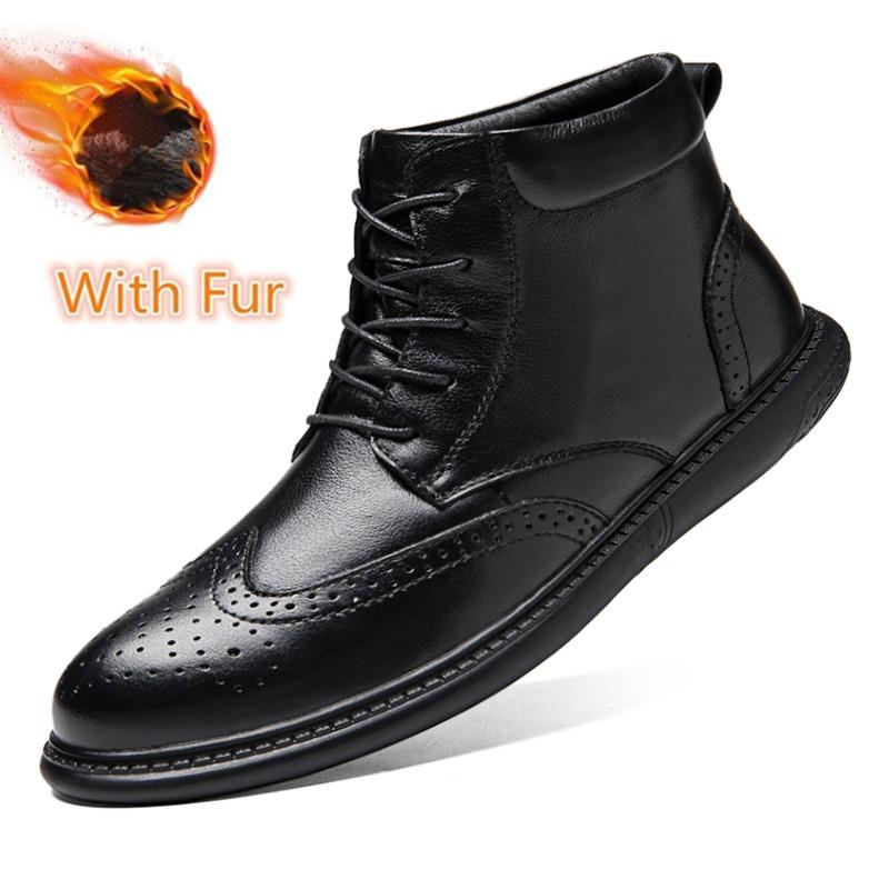 

Высокие ботинки в британском стиле, теплые ботинки с мехом, мужские туфли, модные черные красивые кожаные ботинки, мужская обувь 47