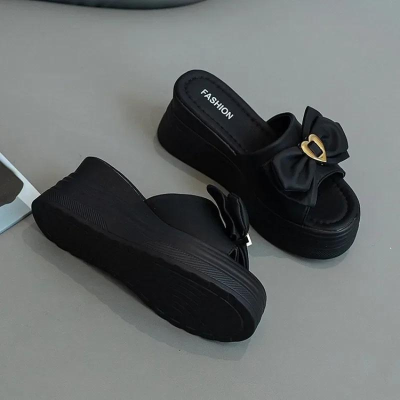Women Fashion Thick Sole Home Platform Slippers Summer Clogs Elevated Thick-soled Slides Shoes Damen Non Slip Flip Flops Sandals
