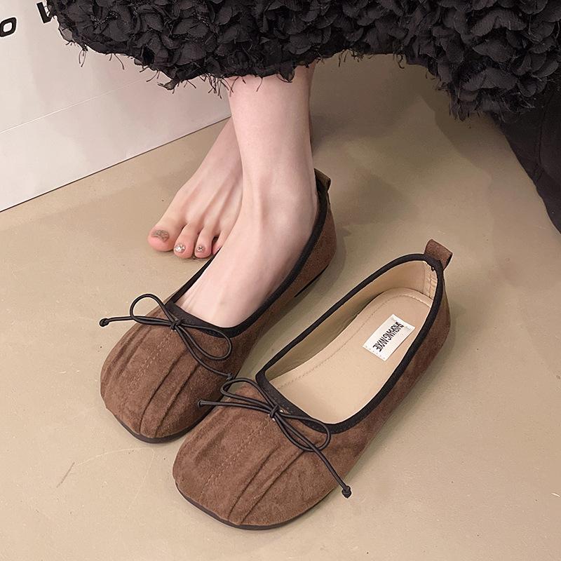 Korean Version Niche Retro Shallow Mouth Flat-soled Single Shoes Women's 2025 Spring New Bow Soft-soled Temperament Mary Jane Shoes