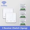 433MHz RF Wireless Relay Switch Receiver Smart Home 1/2/3 Gang Remote Control Wall Panel Module with 2-Way Control Function