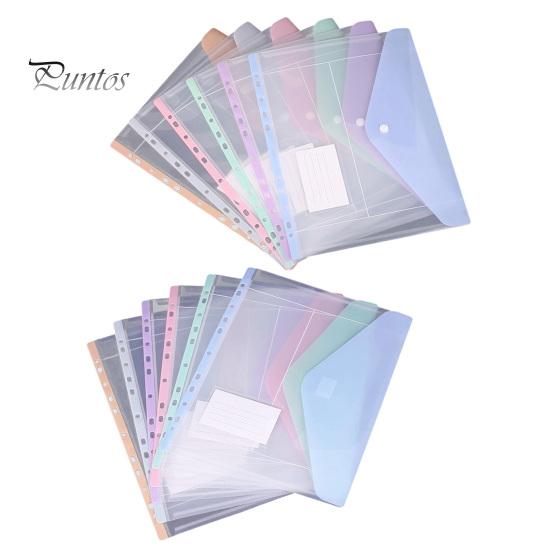 File Pockets 11 Hole Expandable Binder Folders for 2/3/4 Ring Document Pouch, Plastic Envelopes Macaron Color Bags Pocket with Snap Button &