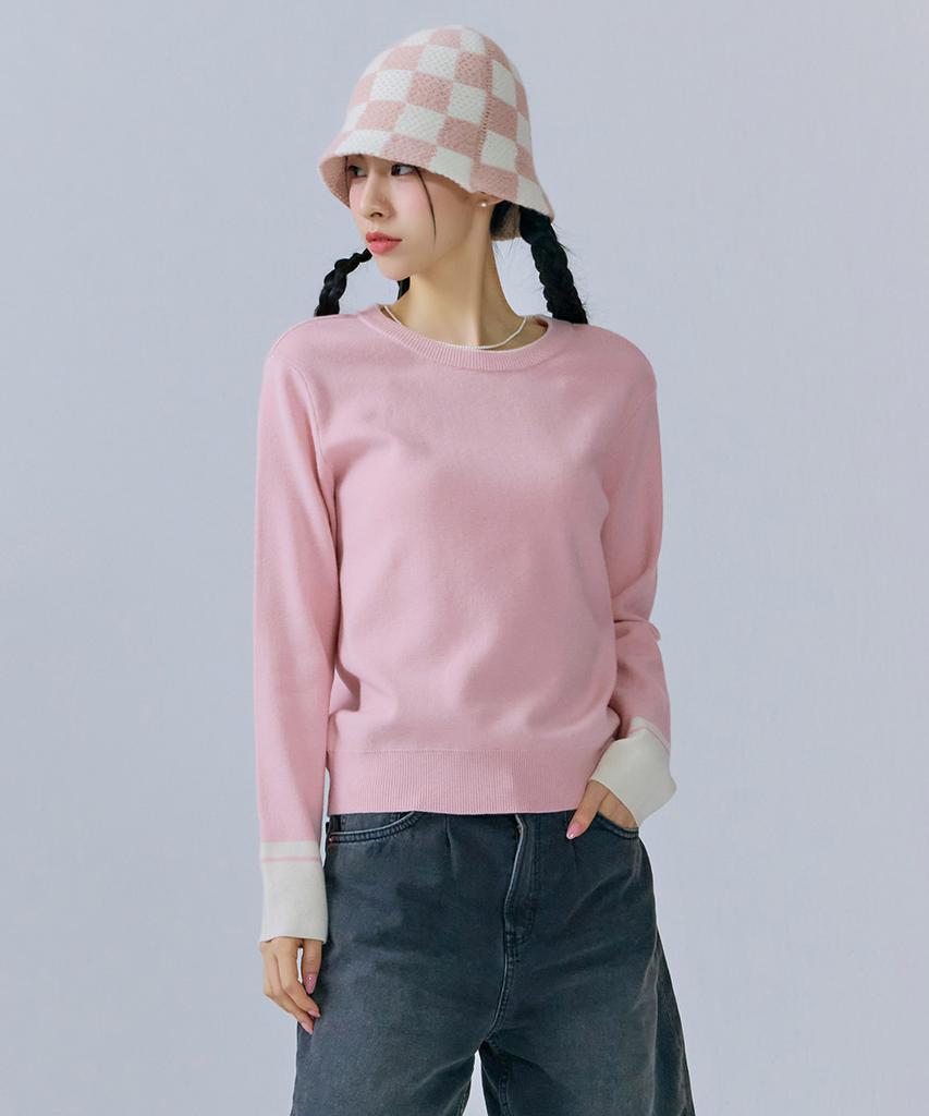 CHASECULT Women'S Color-Block Sleeve Round Sweater-Cfrg5261C0P