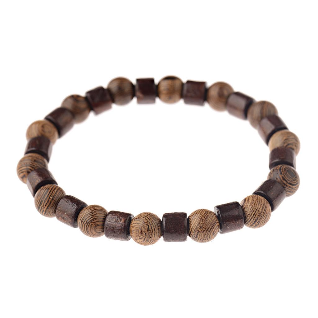 Natural Wood Buddha Statue Bracelet For Men, Featuring Om Syllable Beads. Suitable For Yoga, Chakra, Prayer, And Meditation.