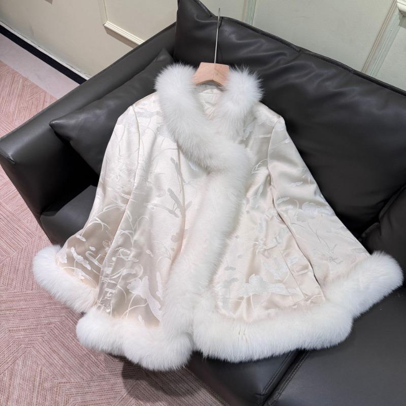 Real shot jacket fox fur female real hair Chinese style down jacket coat