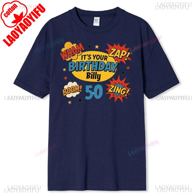 Personalised 50th Birthday Tshirt Wham Zap Retro Comic Book Style Design on Bella and Canvas Premium Tee Fast UK Tracked