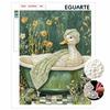 Framed Pearl Art DIY Kit with Cute Duck In Bathtub Pattern 3D Sparkling Bead Canvas Painting Handmade Gift for Home Decoration Wall Art