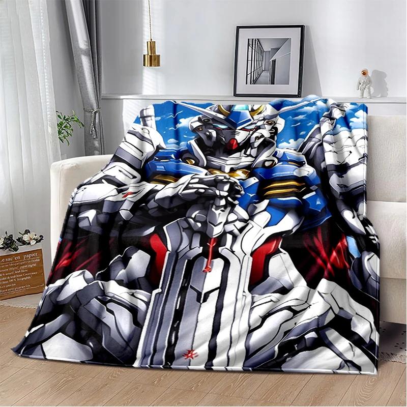 HD Robot GUNDAM Cartoon Soft Flannel Blanket for Bed Bedroom Sofa Picnic,Throw Blanket for Cover Office Christmas Gift Kids