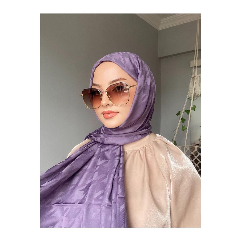 Houndsfoot Patterned Silky Jacquard Shawl