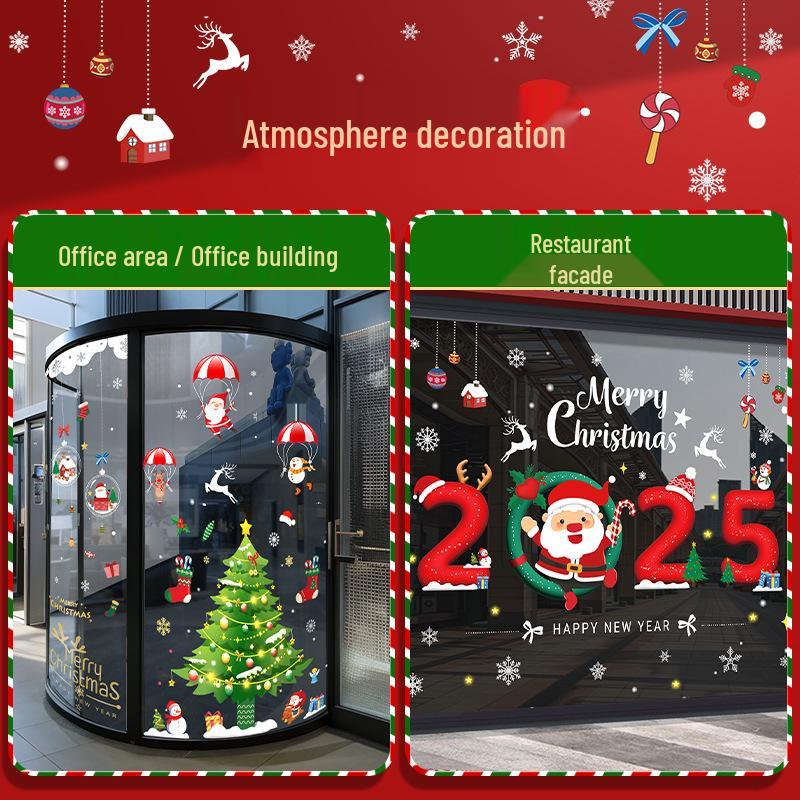 Christmas Static Cling Glass Stickers: Festive Room Decorations and Scene Arrangements.