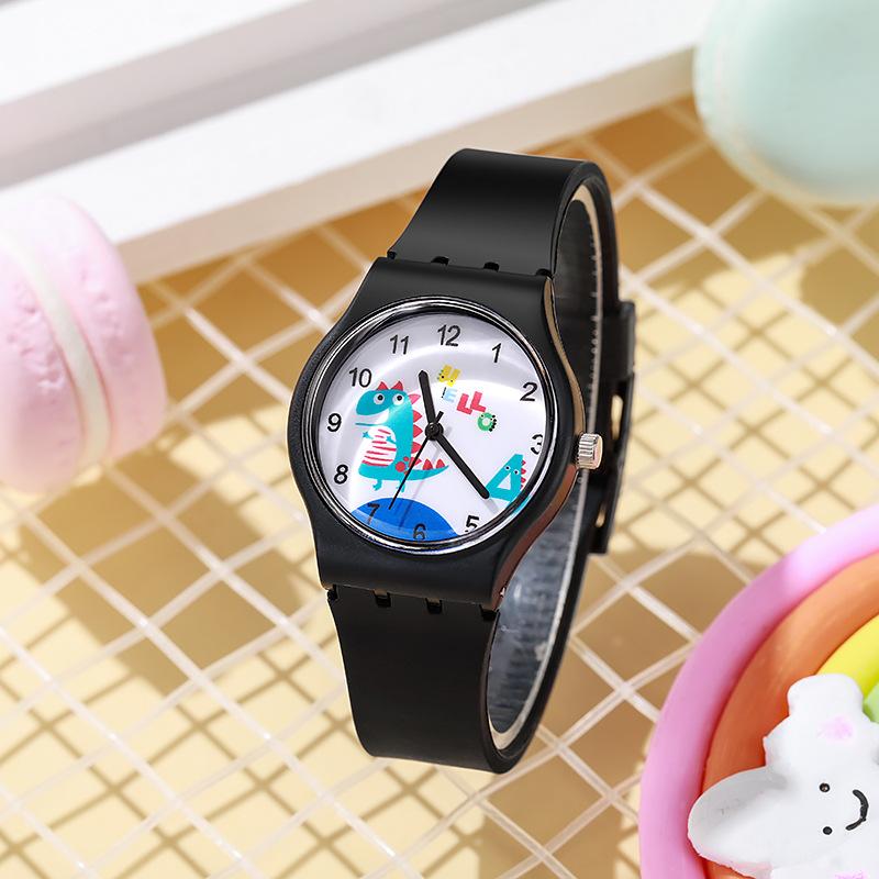 Children's Watch Boys and Girls Cute Cartoon For Little Dinosaur Kids Students Quartz Watches Silicone Candy Color