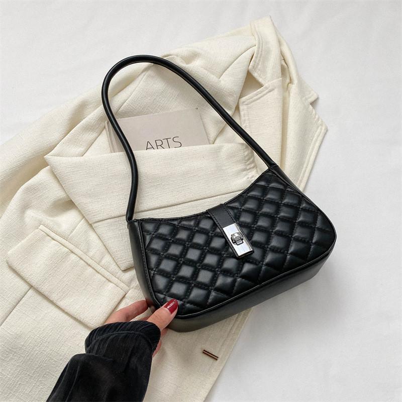 Fashionable Women s 2023 New Small Underarm Bag With High-end Diamond Pattern Chic And Versatile Shoulder Bag чёрный