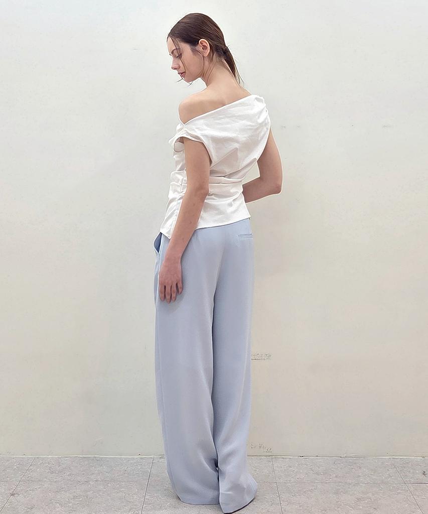 YUJEEOT Light Blue Single-Pleat Wide Pants