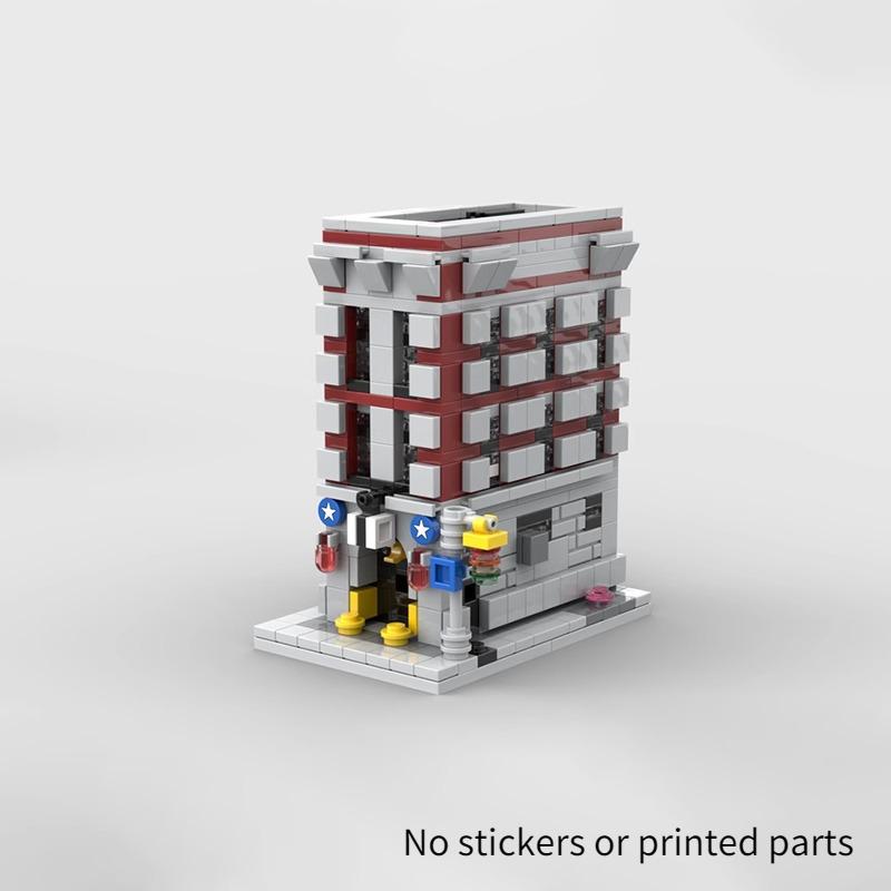 Urban Miniature Street View Fire Station MOC Building Blocks Set Small Fire Pump Truck Model Kids Puzzle Toy Boy's Birthday Gift