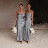 Women's Urban Fashion Solid Color Dress with Deep V-neck, Slim Fit, and Spaghetti Straps for Spring/Summer 2024.