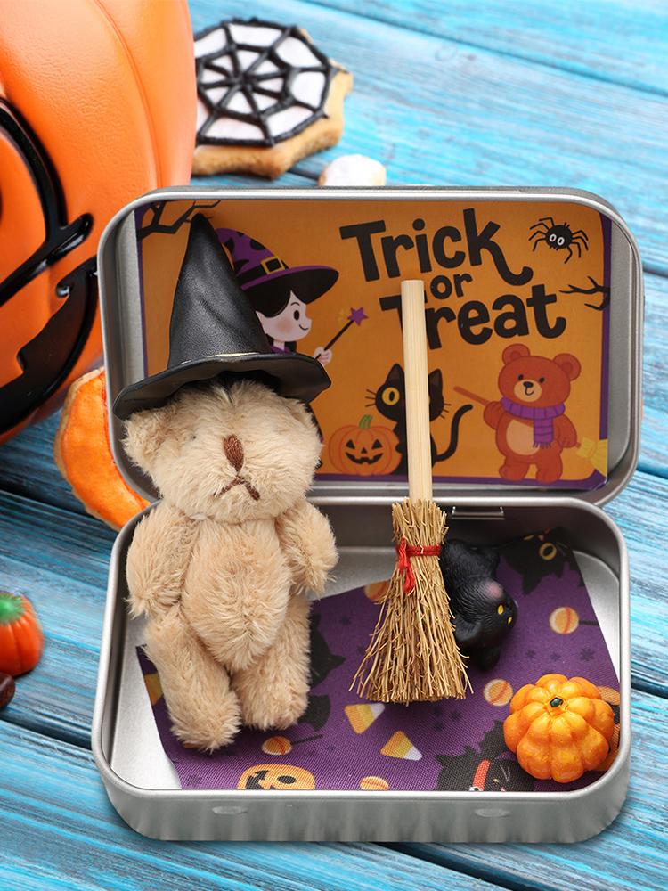 Halloween Surprise Box Portable Candy Bag Filler Surprise Box Mini Halloween Teddy Bear Box for Friends