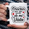 1pc 11oz White Ceramic Mug, "Gracias Por Ser Parte De Mi Vida" (Thank You for Being Part of My Life) Spanish Grateful Theme with Red Hearts, Perfect G
