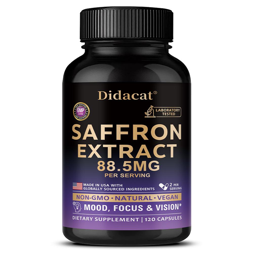 Didacat Saffron Extract 88.5mg Supplement - Natural Veggie Capsules for Adults, 120 Count 120PCS
