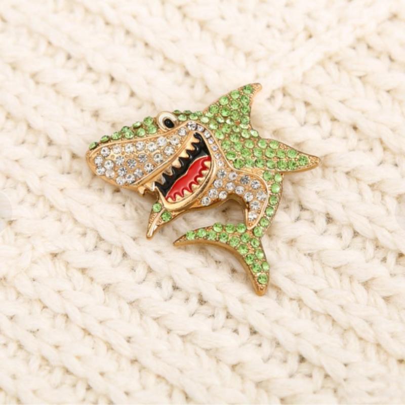 

Fashion Creative Cute Rhinestones Shark Brooches For Women Clothing Coat Jewelry Accessories