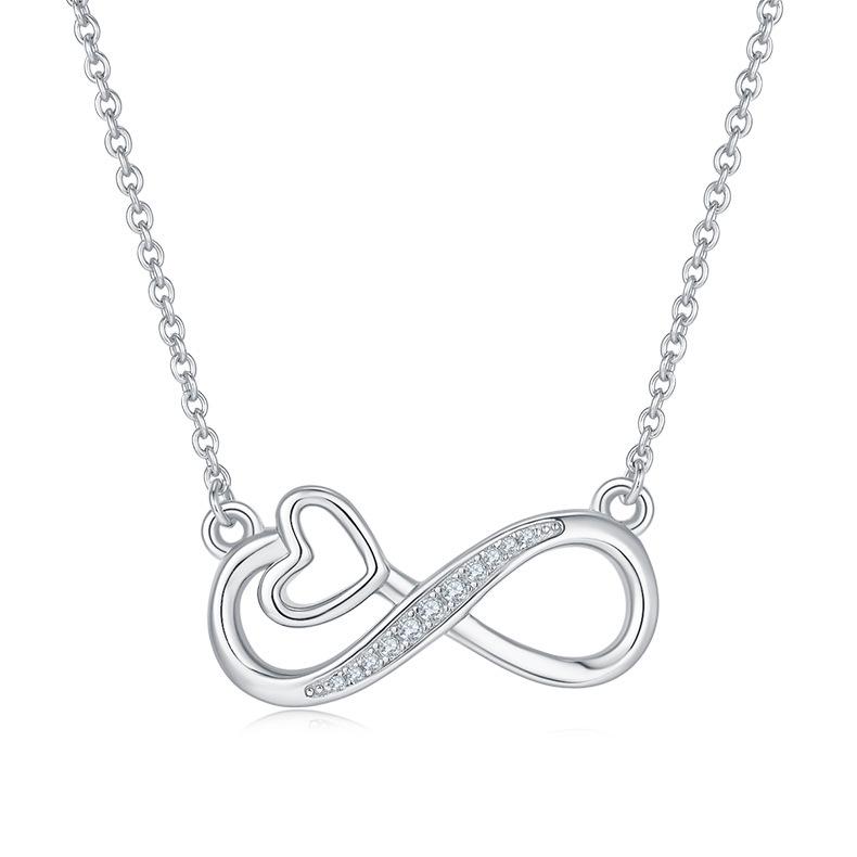 Infinity Symbol Moissanite Necklace, 18K Gold-Plated Sterling Silver Clavicle Chain for Women