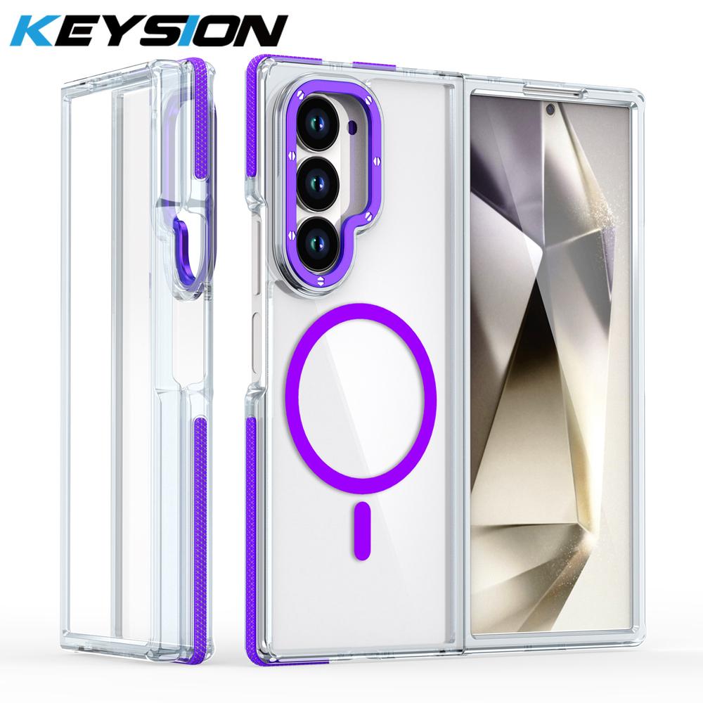 KEYSION Transparent Magnetic Case for MagSafe for Samsung Z Fold 7 6 5G Clear Shockproof Phone Back Cover for Galaxy Z Fold 6 7