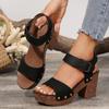 Trend  Summer High Heel Sandals Gladiator Shoes for Women Black Sandales Platform Casual Thick High Heel Sandalias Femininas