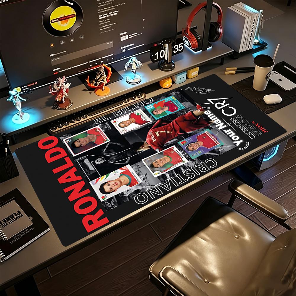 Cristiano Ronaldo (50) Personalisierbares Mauspade mit Namen Gamer-Mauspad Ultra-Lange Schreibtischmatte Rutschfester Gummiunterboden Schreibtischzubehör für das Büro