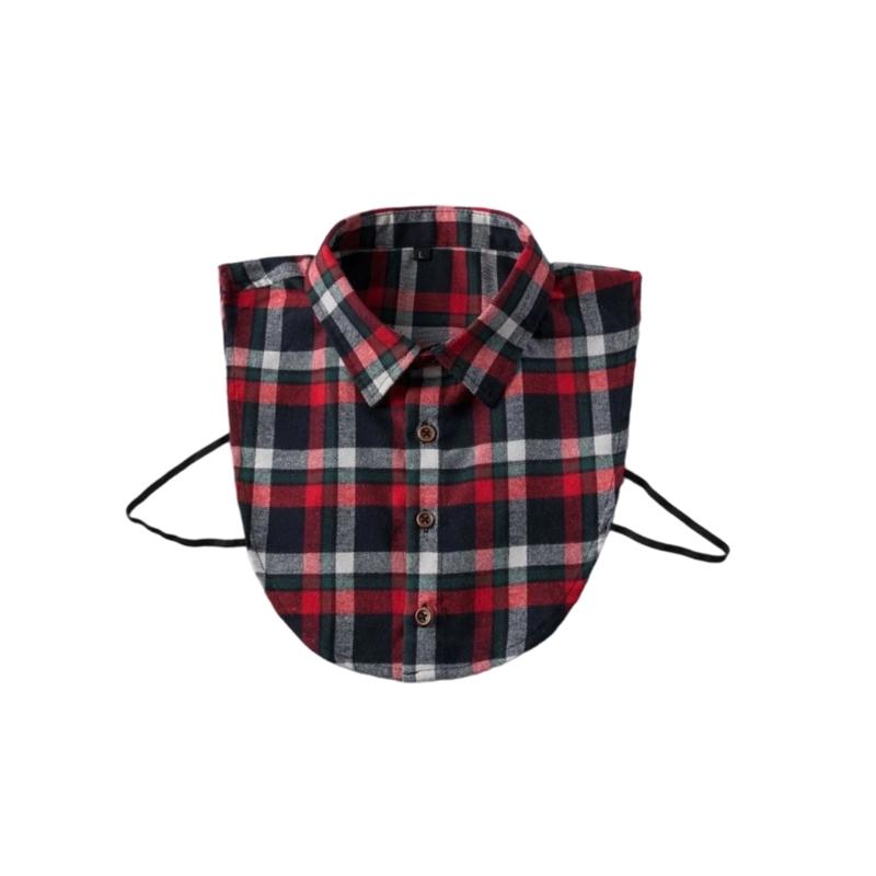 Insert Casual Cotton Collar Elegant Sweet False Collar Half Shirt for Lady Delicate Checkered Collar Casual Insert