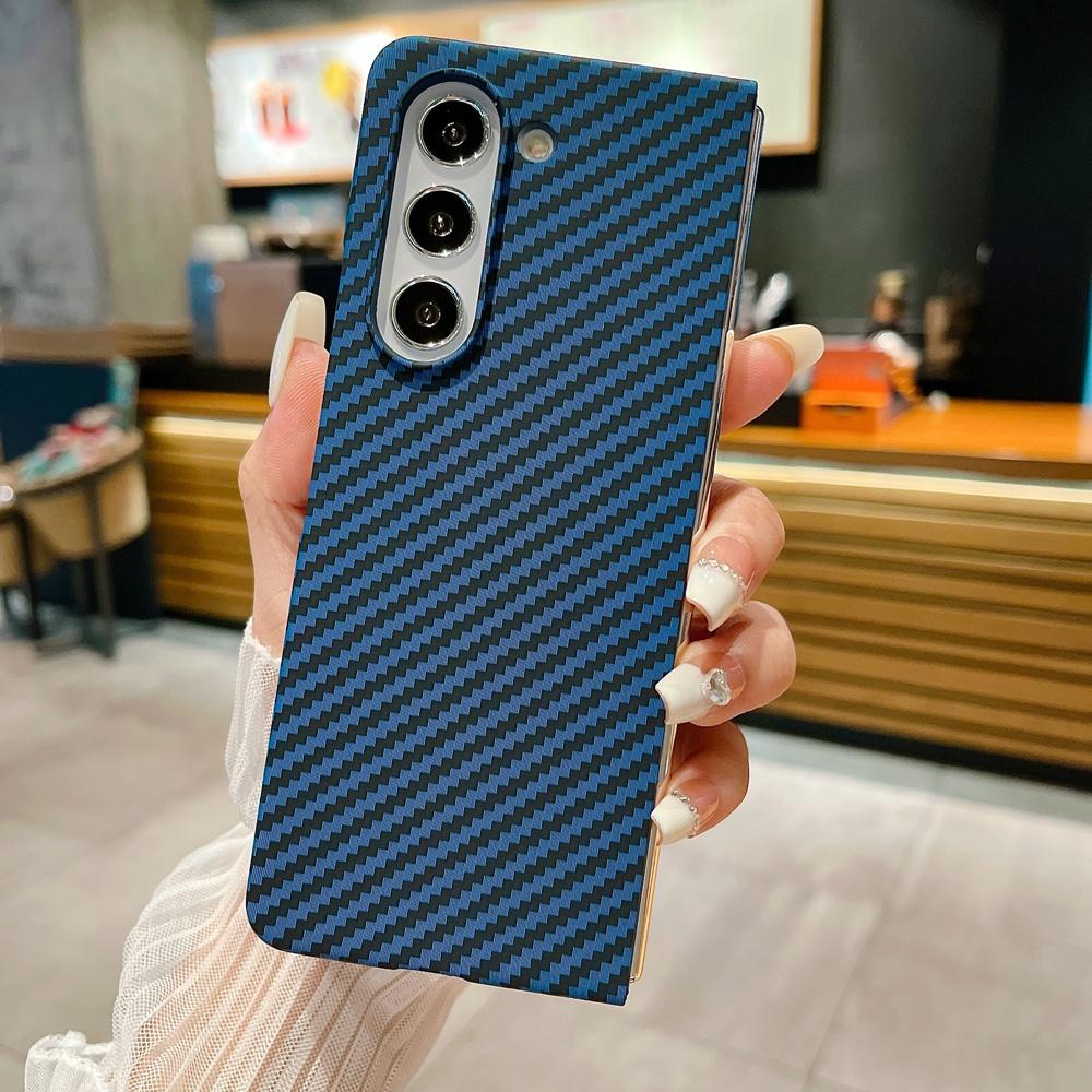 Husă Subțire cu Model din Fibră de Carbon pentru Telefon Samsung Galaxy Z Fold 7 6 5 4 3 Capac Dur din PC
