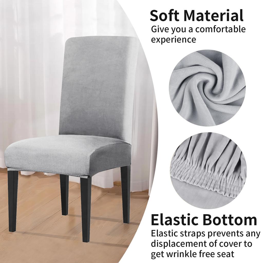 4/8Pcs Velvet Fabric Chair Cover Super Soft Parsons Chair Covers For Dining Room Luxurious Office Seat Cases Stretch For Banquet