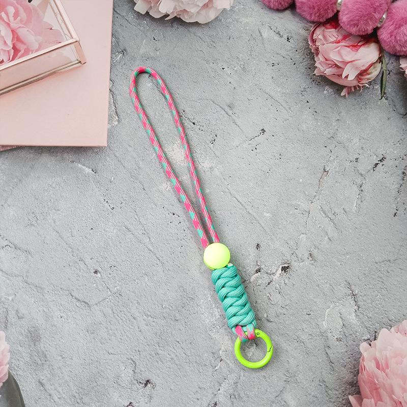 Colorblock Knotted Phone Lanyard: Creative Short Woven, Detachable, Anti-Lost Keychain Strap for Phone Cases