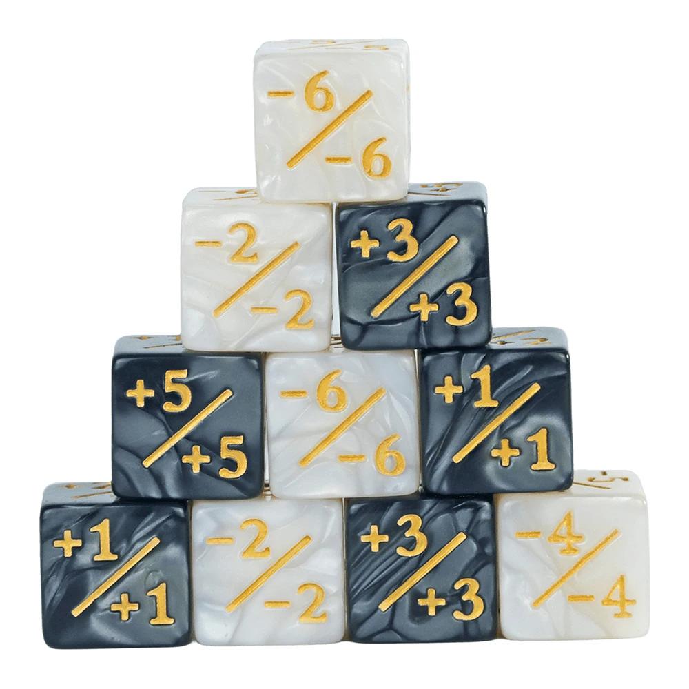 New Six Sided Dice Set D6 Counters  1/ 1 and -1/-1 Set of 10 Dice for Math Teaching ,Kid Arithmetic Toys, Card Game Accessories