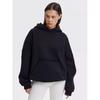 Womens Solid Color Hooded Sweatshirt Loose Fit Fleece Pullover Teens Casual Wear