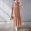 Cotton and Linen Summer Patchwork Retro Style Dress Long Skirt